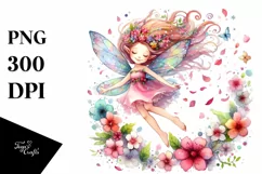 Colorful Tumbling Fairy with Flower Petals | Sublimation Product Image 1