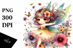 Colorful Tumbling Fairy with Flower Petals | Sublimation Product Image 1