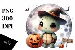Cute Baby Turtle on Moon, Digital Painting Product Image 1