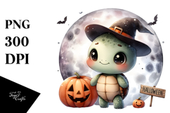 Cute Baby Turtle on Moon, Digital Painting Product Image 1