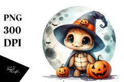 Digital Painting of Cute Baby Turtle, Halloween PNG Product Image 1