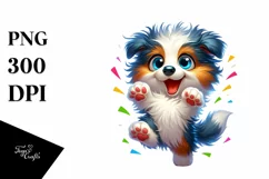 Colorful Baby Collie Dancing PNG Product Image 3