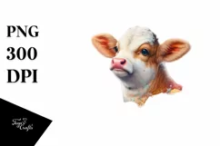 Baby Cow with Coral Reef Background PNG Product Image 1