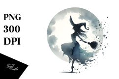 Retro Dancing Witch Watercolor PNG Product Image 1
