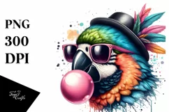 Quirky Bird Blowing Chewing Gum | Clipart Product Image 3