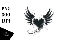 Elegant Heart with Wings, Stylish PNG Product Image 1