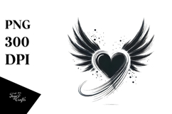 Elegant Heart with Wings, Stylish PNG Product Image 1
