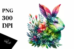 Abstract Vibrant Watercolor Bunny PNG Product Image 3