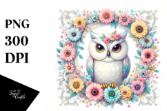 Colorful Owl Floral Frame | Sublimation | Clipart Product Image 1