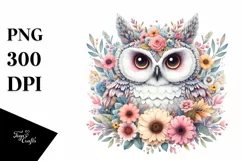 Colorful Owl Floral Frame | Sublimation | Clipart Product Image 1