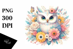 Colorful Owl Floral Frame | Sublimation | Clipart Product Image 3