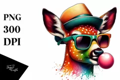 Fun Deer Portrait | Watercolor | Clipart Product Image 1