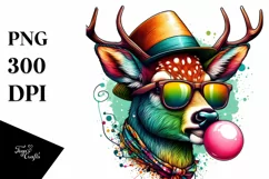 Fun Deer Portrait | Watercolor | Clipart Product Image 1