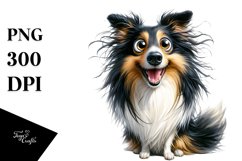 Cute Crazy Collie | Watercolor Funny Product Image 3