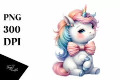 Baby Unicorn with Bow Tie PNG Product Image 1