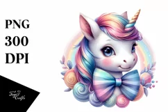 Baby Unicorn with Bow Tie PNG Product Image 1