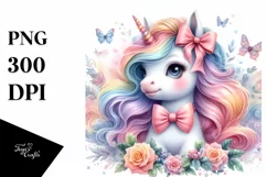 Baby Unicorn with Bow Tie PNG Product Image 3