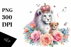 Adorned Lion with Heart, Pastel PNG Product Image 1