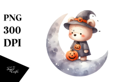 Digital Painting of Cute Baby Bear, Halloween PNG Product Image 1