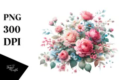 Colorful Pink Roses PNG Product Image 1