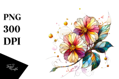 Stained Daffodil Watercolor Splash, PNG Product Image 1