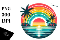 Retro Tropical Rainbow Sunset, 20 oz Tumbler Product Image 1