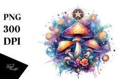 Vibrant Magical Celestial Mushroom, PNG Product Image 1