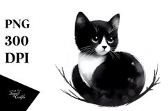 Simple Black Cat Watercolor Clipart PNG Product Image 3