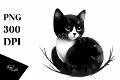 Simple Black Cat Watercolor Clipart PNG Product Image 3