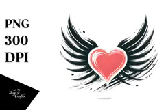 Simple Heart with Wings PNG Product Image 1