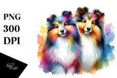 Colorful Cute Shetland Sheepdog | Sublimation Clipart Product Image 1
