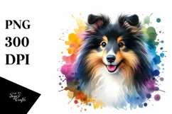 Colorful Cute Shetland Sheepdog | Sublimation Clipart Product Image 1
