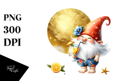 Beachwear Gnome with Gold Foil Circle, High-Res PNG Product Image 1
