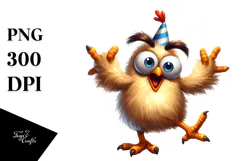 Playful Chicken with Anime Eyes, Transparent PNG Product Image 1