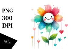 Colorful Washed Smiling Flower PNG Product Image 1