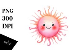 Simple Pinkish Smiling Sun PNG Product Image 1