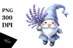Cute Floating Gnome with Large Lavender PNG Product Image 1