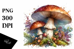 mushroom watercolor splash PNG Product Image 1