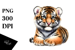 Digital Baby Tiger, Watercolor Art Product Image 1