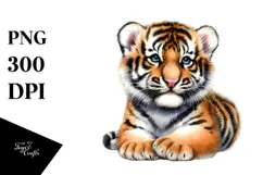 Digital Baby Tiger, Watercolor Art Product Image 1