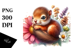 Digital Baby Squirrel, Watercolor Art Product Image 1
