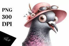 Funny Dove with Hat Clipart PNG Product Image 1