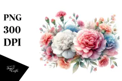 Colorful Floral Carnation Frame | Watercolor Clipart Product Image 1