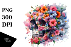 Colorful Skull made of Spring Flowers, High-Quality PNG Product Image 1