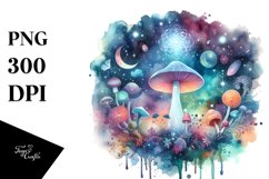 colorful Watercolor Celestial Mushroom | Sublimation | Product Image 1