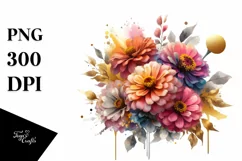 Vibrant Bouquet with Zinnia | Sublimation | Clipart Product Image 1