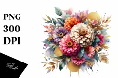 Vibrant Bouquet with Zinnia | Sublimation | Clipart Product Image 1