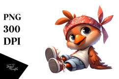 Playful Bird with Bandana, Transparent PNG Product Image 1