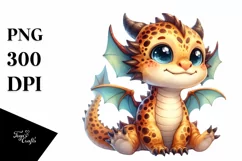 Cute Small Smile Big Eyes Baby Dragon | Clipart Product Image 1