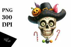 Funny Halloween Skull with Goofy Smile Clipart Product Image 3